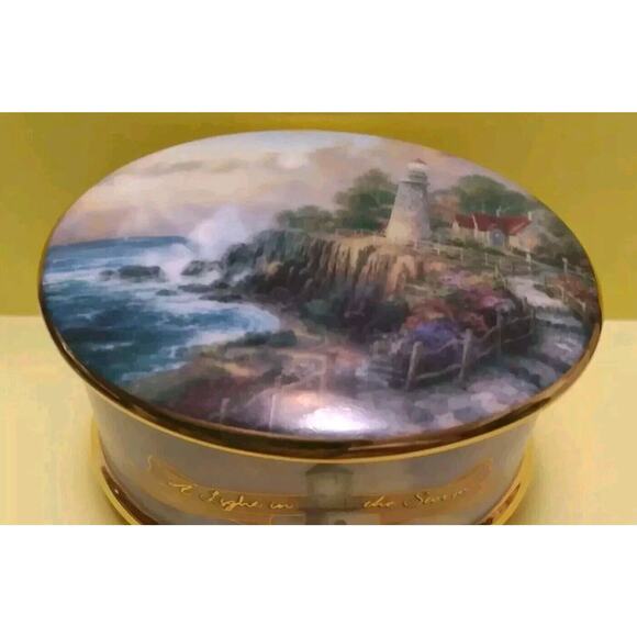 Music Box Thomas Kincade Light House Scene Porcelain Ardleigh Elliott Numbered - Picture 2 of 9